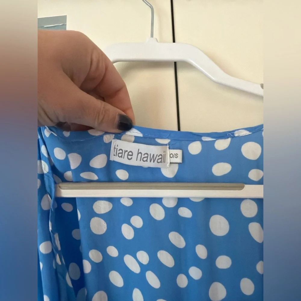 Tiare Hawaii Blue Polka Dot Midi Dress With Pockets – Resort Style - Picture 5 of 9